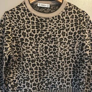 Zara Animal Print Sweater - Black and Cream